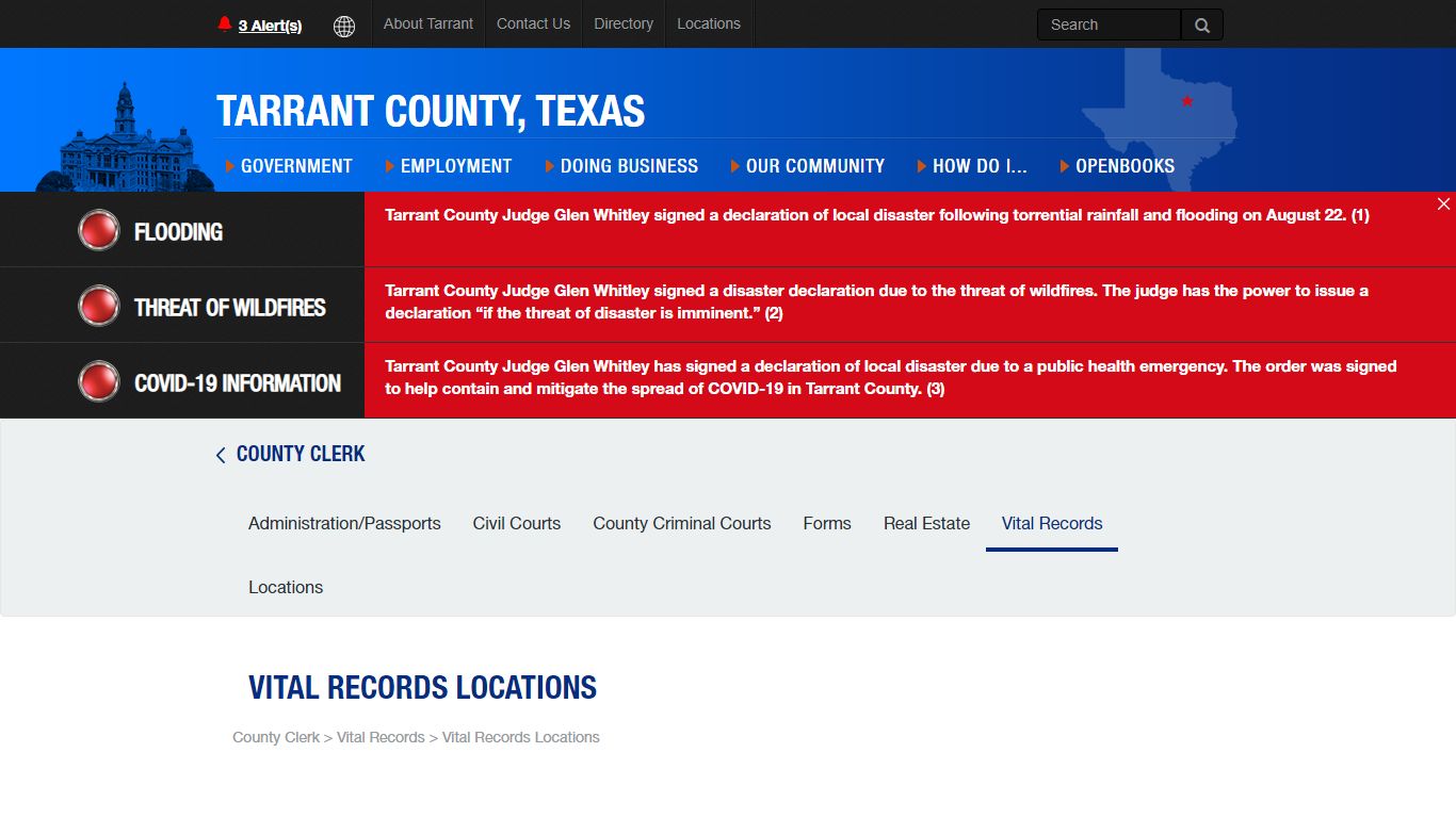 Vital Records Locations - Tarrant County TX